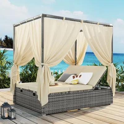 Streamdale Furniture Streamdale Adjustable Sun Bed With Curtain, High Comfort, With 3s
