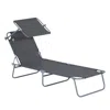Streamdale Furniture Streamdale Adjustable Sun Tanning Lounge Chair With Awning And Foldable Design