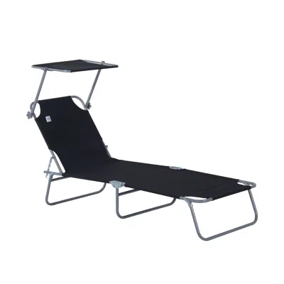 Streamdale Furniture Streamdale Adjustable Sun Tanning Lounge Chair With Awning And Foldable Design
