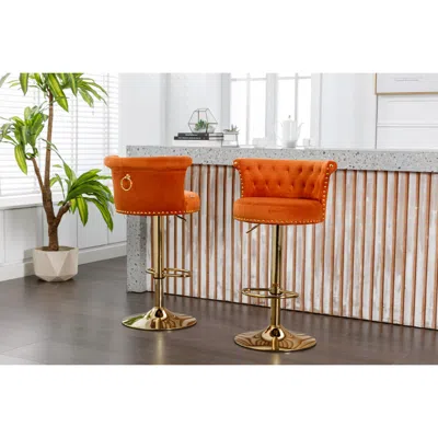 Streamdale Furniture Streamdale Adjustable Swivel Bar Stools Set For Kitchen, Dining Room In Orange