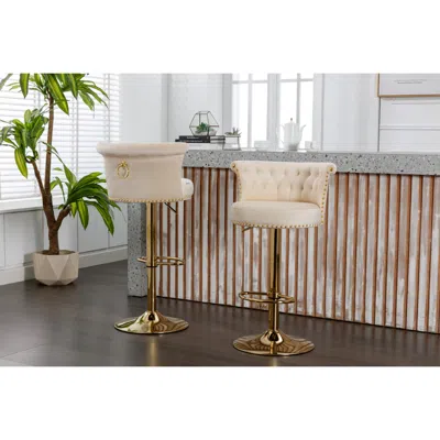 Streamdale Furniture Streamdale Adjustable Swivel Bar Stools Set For Kitchen, Dining Room In Neutral