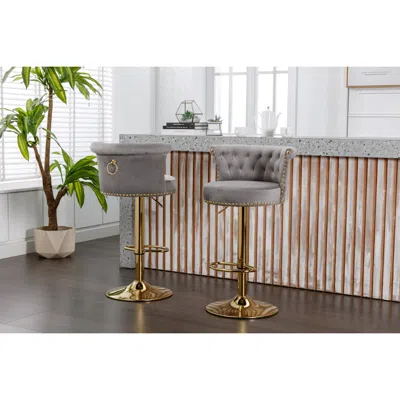 Streamdale Furniture Streamdale Adjustable Swivel Bar Stools Set For Kitchen, Dining Room In Gray