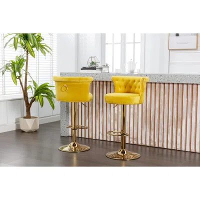 Streamdale Furniture Streamdale Adjustable Swivel Bar Stools Set For Kitchen, Dining Room In Yellow