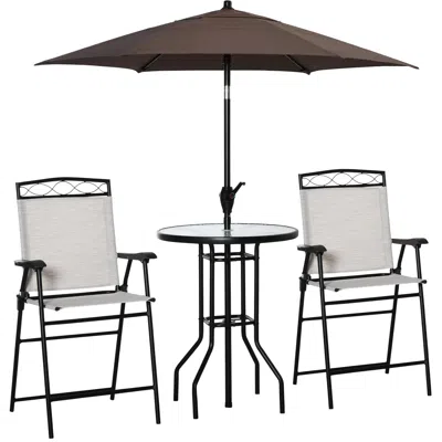 Streamdale Furniture Streamdale Adjustable Umbrella And Foldable Arm Chair Patio Dining Set