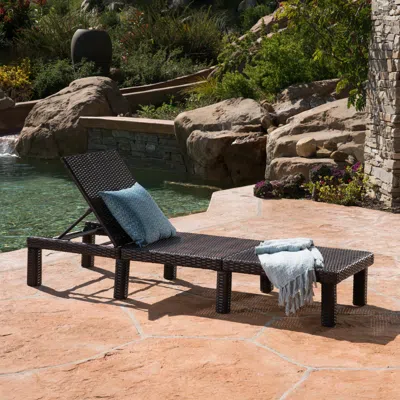 Streamdale Furniture Streamdale Adjustable Wicker Chaise Lounge With Iron Frame For Outdoor Comfort