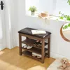 Streamdale Furniture Streamdale Adjustable Wood Shoe Bench With Storage - Brown