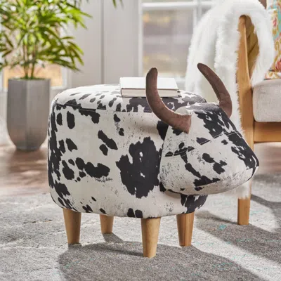 Streamdale Furniture Streamdale Adorable Cow Ottoman Soft In Neutral