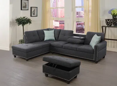 Streamdale Furniture Streamdale Alger 98" Wide Left Hand Facing Sofa Chaise With Ottoman
