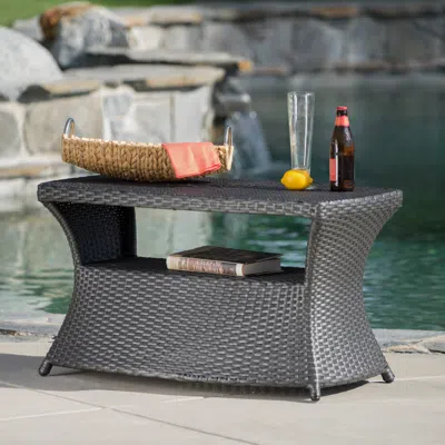 Streamdale Furniture Streamdale All-in-one Outdoor Side Table With Umbrella Hole And Storage Shelf
