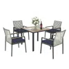 Streamdale Furniture Streamdale All Weather 5-piece Patio Dining Set, Acacia Table, Light Gray