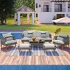 Streamdale Furniture Streamdale All-weather 6-piece Wicker Sofa Set With Double Cushions And Accents