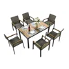 Streamdale Furniture Streamdale All Weather 7-piece Patio Dining Set, Acacia Table, Rattan