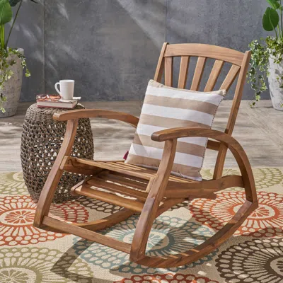 Streamdale Furniture Streamdale All-weather Acacia Wood Rocking Chair With Retractable Footrest