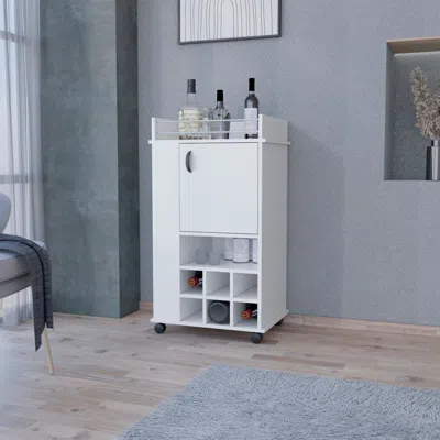 Streamdale Furniture Streamdale Allandale 1-door Bar Cart With Wine Rack And Casters
