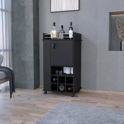 Streamdale Furniture Streamdale Allandale 1-door Bar Cart With Wine Rack And Casters