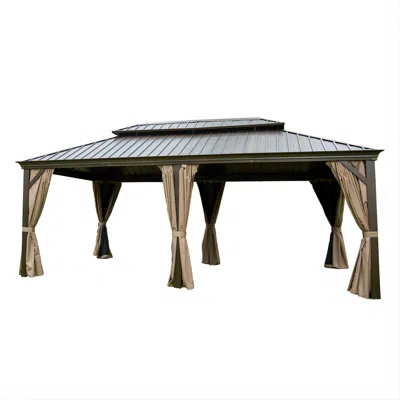Streamdale Furniture Streamdale Aluminum Frame Hardtop Gazebo With Curtains