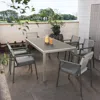 Streamdale Furniture Streamdale Aluminum Outdoor Dining Set For 6 With Faux Wood Table In Gray