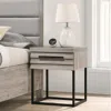 Streamdale Furniture Streamdale Alvear Weathered Gray Wood Nightstand With Metal Base