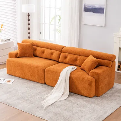 Streamdale Furniture Streamdale Amber Orange Chenille Sectional Sofa With Pillows
