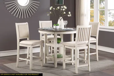 Streamdale Furniture Streamdale And Brown Finish 5 Piece Counter Height Dining Set Table W Built-in