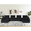 Streamdale Furniture Streamdale Anna Black Velvet 6 Seater U-shape Modular Sectional Sofa In Black
