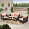 STREAMDALE FURNITURE STREAMDALE ANTIBES 4PCS WICKER CHAT SET - BROWN WICKER AND BEIGE CUSHION