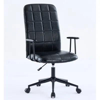 Streamdale Furniture Streamdale Antique Black Pu Leather Office Chair With High Backrest & Swivel