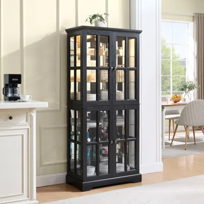 Streamdale Furniture Streamdale Antique Curio Cabinet With Glass Doors & E26 Bulb
