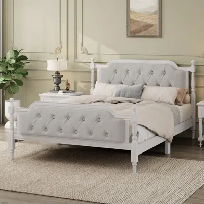Streamdale Furniture Streamdale Antique Full Bed Frame With Tufted Headboard