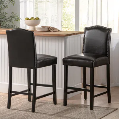 Streamdale Furniture Streamdale Antique-styled Walnut Counter Stools (set Of 2) With Exquisite Craftsmanship