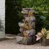 Streamdale Furniture Streamdale Apache 4 Tier Fountain, Candler Outdoor Fountain, Stone Gray, No Assembly Required