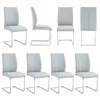 Streamdale Furniture Streamdale Arch Dining Chairs - Light Gray Pu, Silver Legs (set Of 8)