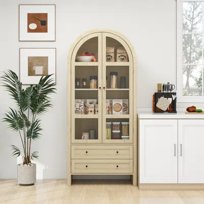 Streamdale Furniture Streamdale Arched Kitchen Pantry Cabinet With Adjustable Shelves In Nude