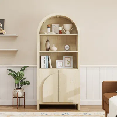 Streamdale Furniture Streamdale Arched Kitchen Pantry Cabinet With Adjustable Shelves In Neutral