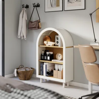 Streamdale Furniture Streamdale Arched White & Woodgrain 3-shelf Bookcase