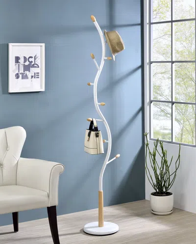 Streamdale Furniture Streamdale Arles Metal Whtie And Oak Standing Coat Rack