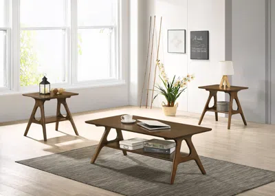 Streamdale Furniture Streamdale Arona Mid-century Modern Wood 3 Piece Coffee Table Set In Multi
