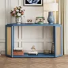 Streamdale Furniture Streamdale Arrow Console Table With Open Shelf And Rattan