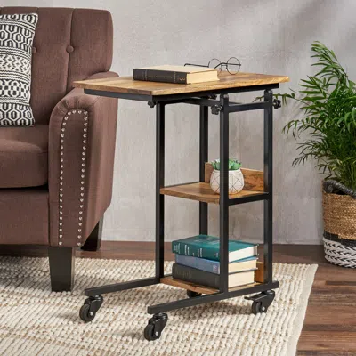 Streamdale Furniture Streamdale Artisan Handcrafted Modern Industrial Mango Wood C-shape End Table