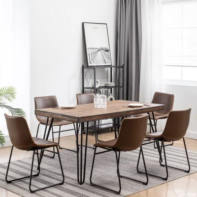 Streamdale Furniture Streamdale Aryven Industrial 7-piece Dining Set