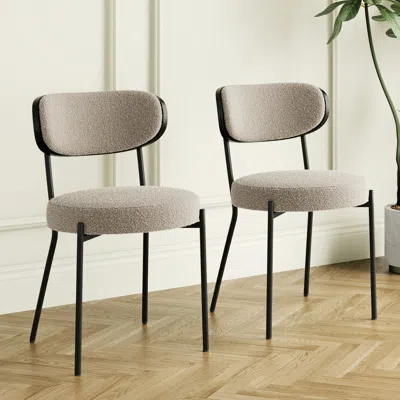 Streamdale Furniture Streamdale Ash Veneer Boucle Kitchen Dining Chair (set Of 2)
