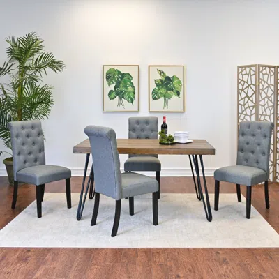 Streamdale Furniture Streamdale Ashford 5-piece Dining Set, Hairpin Dining Table With 4 Chairs, 4 Color Options