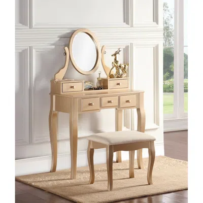 Streamdale Furniture Streamdale Ashley Wood Vanity Set - Gold