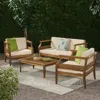 Streamdale Furniture Streamdale Aston 4-seat Acacia Chat Set - Teak/cream