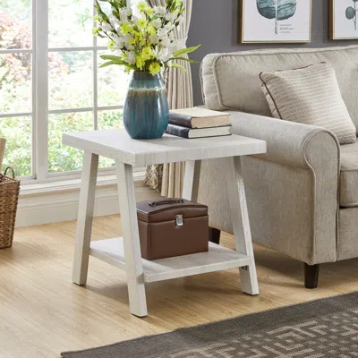 Streamdale Furniture Streamdale Athens Contemporary Wood Shelf End Table In White Finish