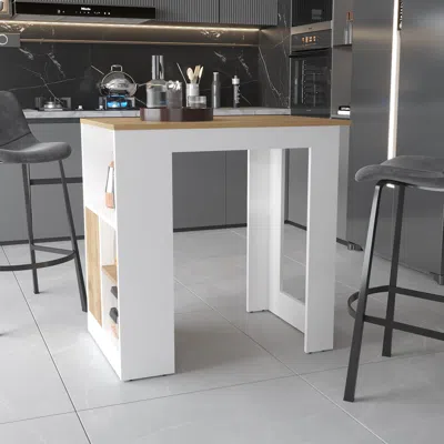 Streamdale Furniture Streamdale Aurora Kitchen Island With Open Compartment And Cabinet In White