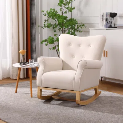 Streamdale Furniture Streamdale Baby Room High Back Rocking Chair Nursery Chair In Neutral