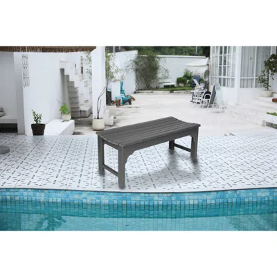 Streamdale Furniture Streamdale Backless Hdpe Adirondack Bench - Gray, Weather Resistant