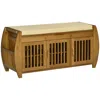Streamdale Furniture Streamdale Bamboo Shoe Storage Bench With Cushioned Seating