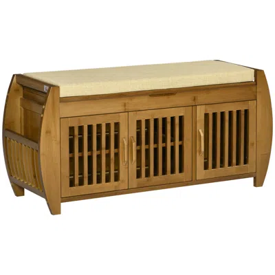Streamdale Furniture Streamdale Bamboo Shoe Storage Bench With Cushioned Seating